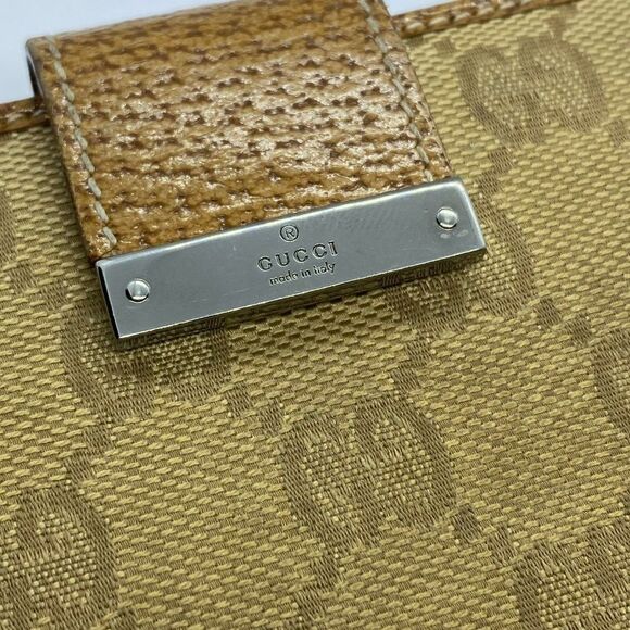 Authentic GUCCI Vintage Brown / Tan Canvas & Leather Double Sided Bifold Wallet - Picture 2 of 11